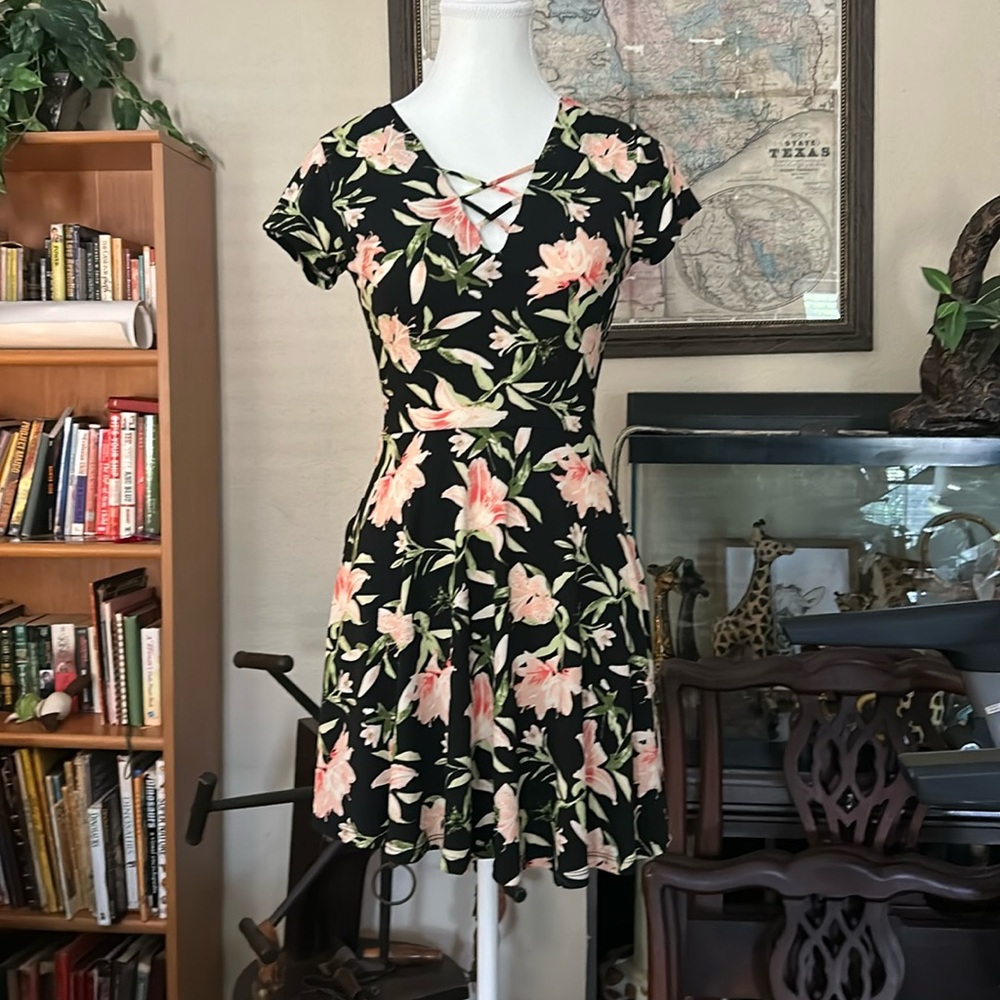 J for Justify Black Floral Mini Dress